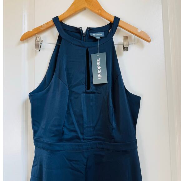 Modcloth NEW Halter Dress Sz 10 Navy Blue Keyhole Halter Neck Formal - Picture 3 of 4